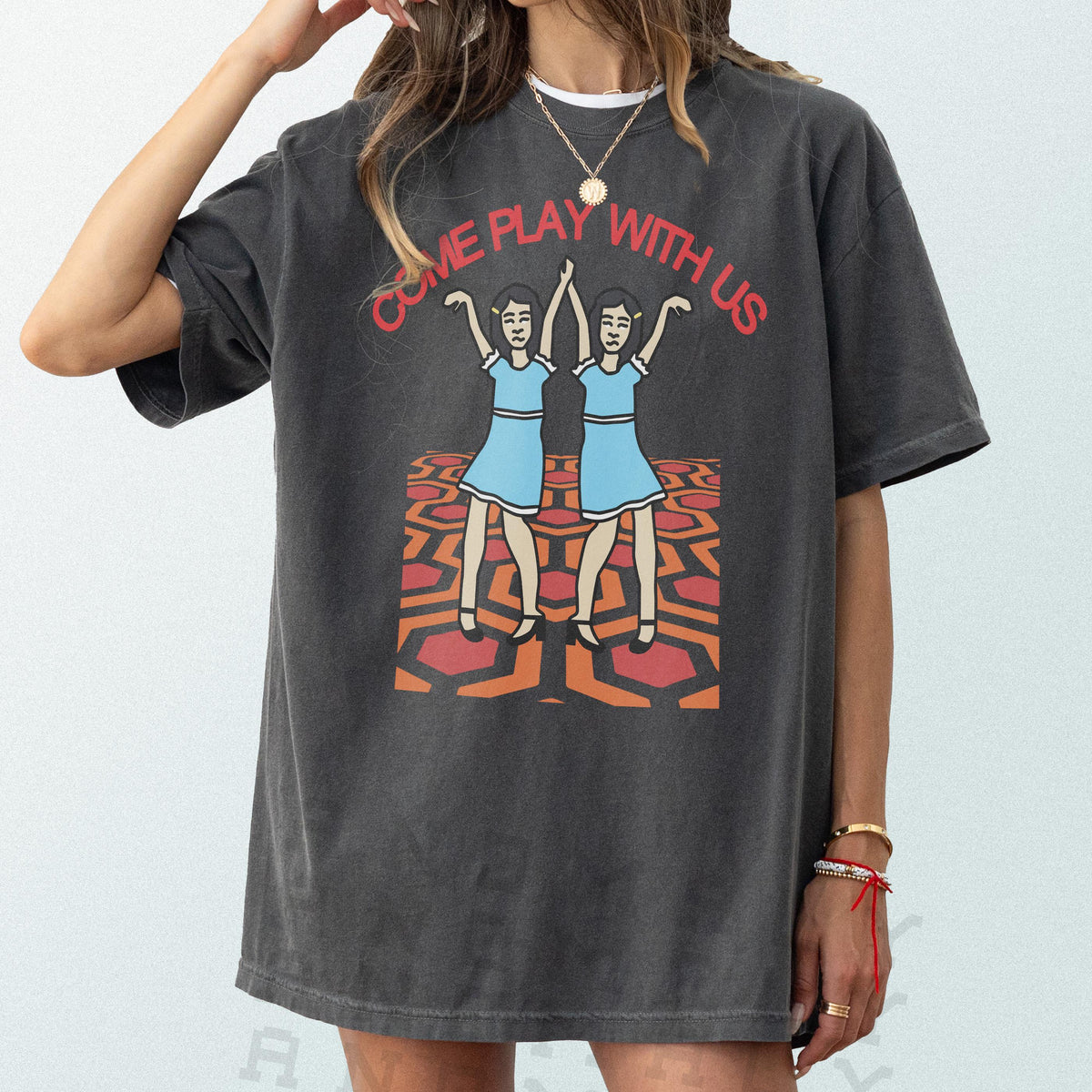 Creepy Twins Horror Movie T-Shirt – Overlook Hotel Funny product image 1