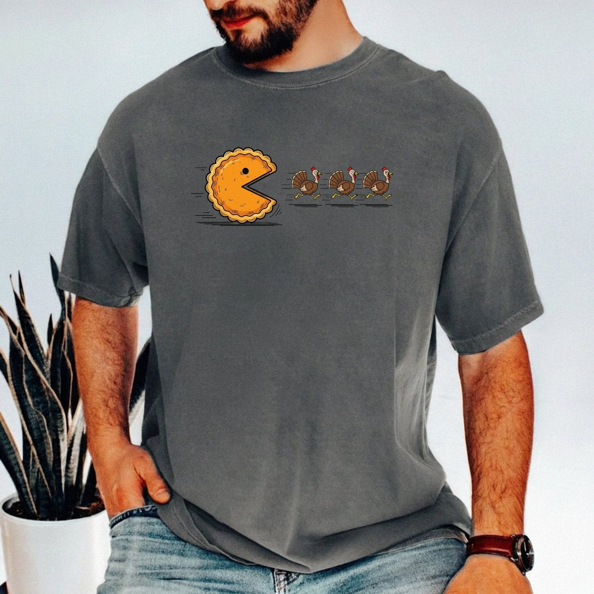 Retro Turkey Chase Shirt – Funny Thanksgiving Pumpkin Pie product image 1