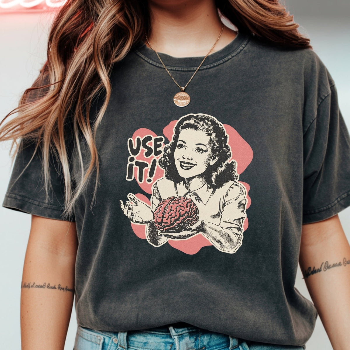 Use Your Brain Graphic T-Shirt – Sarcastic Vintage Tee – product image 1