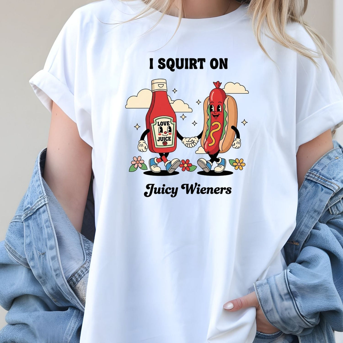 Funny I Squirt On Juicy Wieners Graphic Tee - Hot Dog Meme product image 1