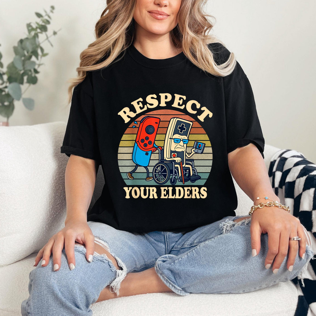 Respect Your Elders Shirt – Funny Retro Gaming Tee – 80s product image 1