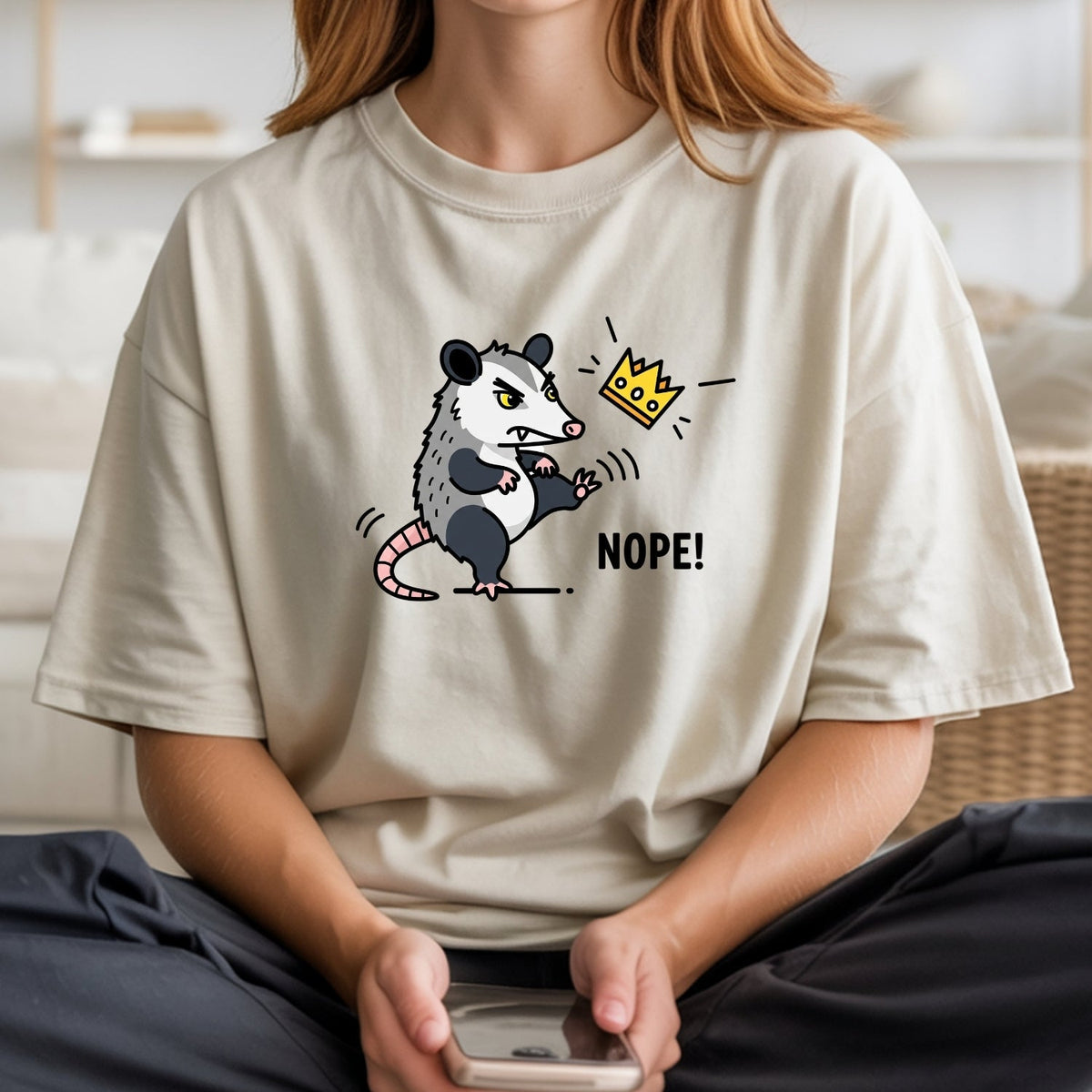 Nope Possum T-Shirt – No Kings Funny Graphic Tee – Grumpy product image 1