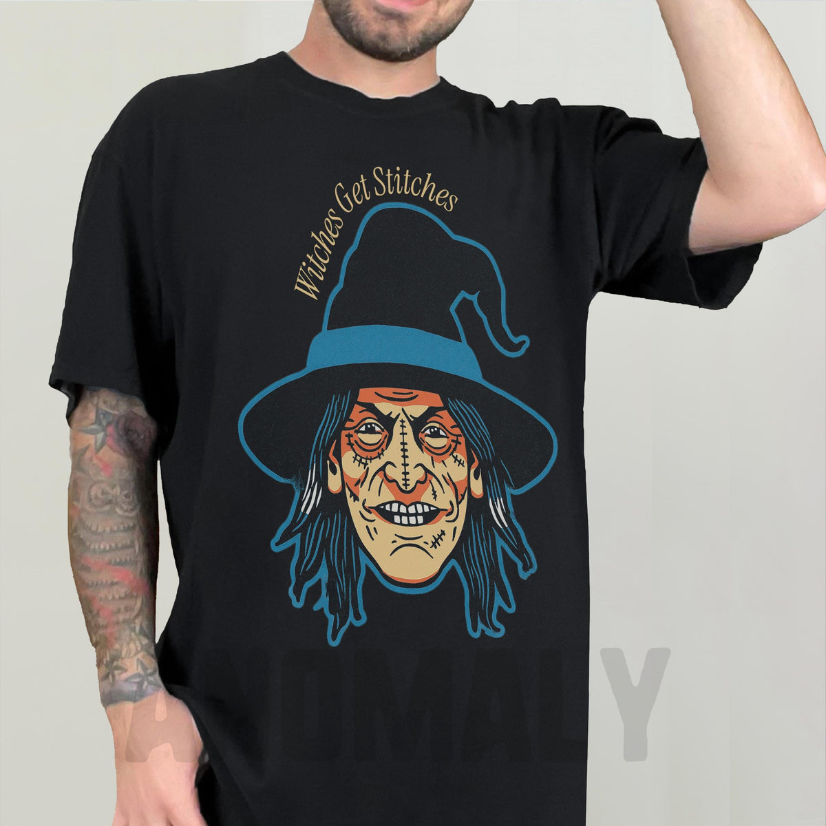 Funny Witch Graphic Tee – Gets Stitches T-Shirt product image 1