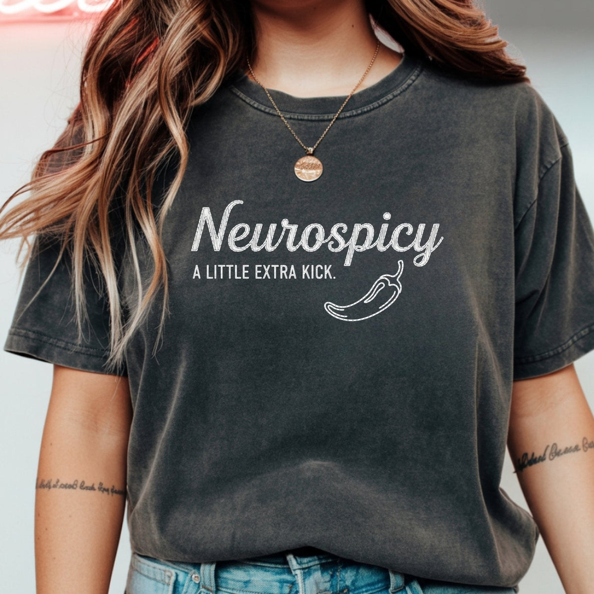 Neurospicy Shirt – Funny A Little Extra Kick Graphic Tee product image 1