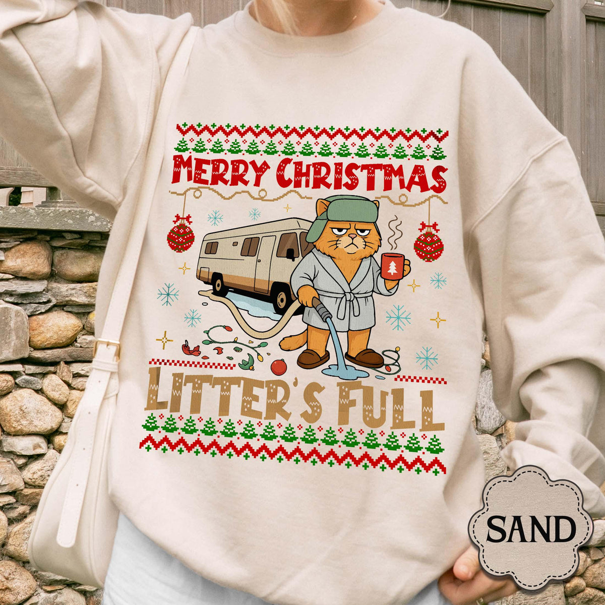 Litter’s Full Cat Christmas Sweatshirt – Funny Xmas product image 1