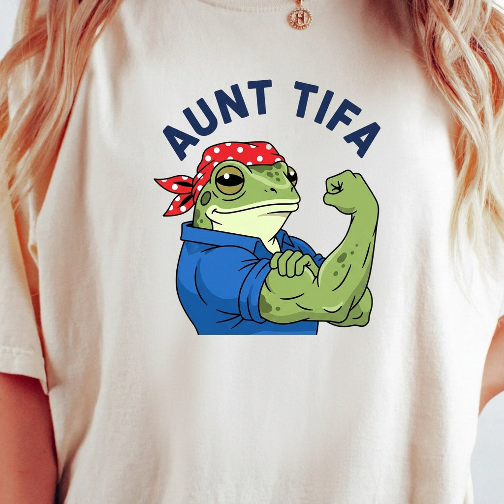 Aunt Tifa Resist Frog T-Shirt – Humorous Graphic Tee for product image 1