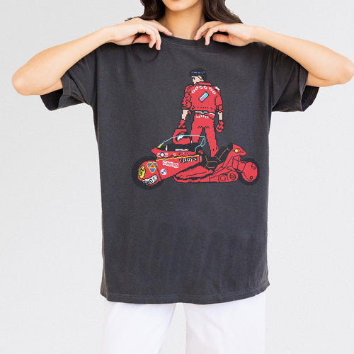 8-Bit Anime Graphic Tee – Cyberpunk Neo-Tokyo Motorcycle product image 1