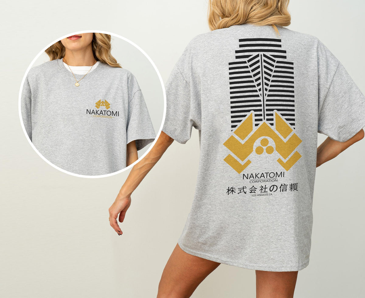 Nakatomi Plaza Logo T-Shirt – Retro 80s Action Movie product image 1