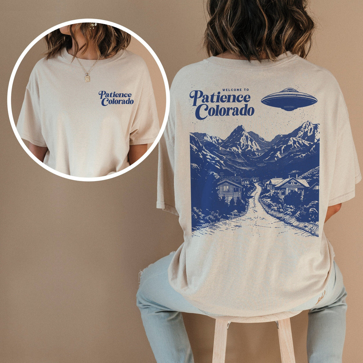Funny Alien UFO T-Shirt – Patience Colorado Retro Resident product image 1