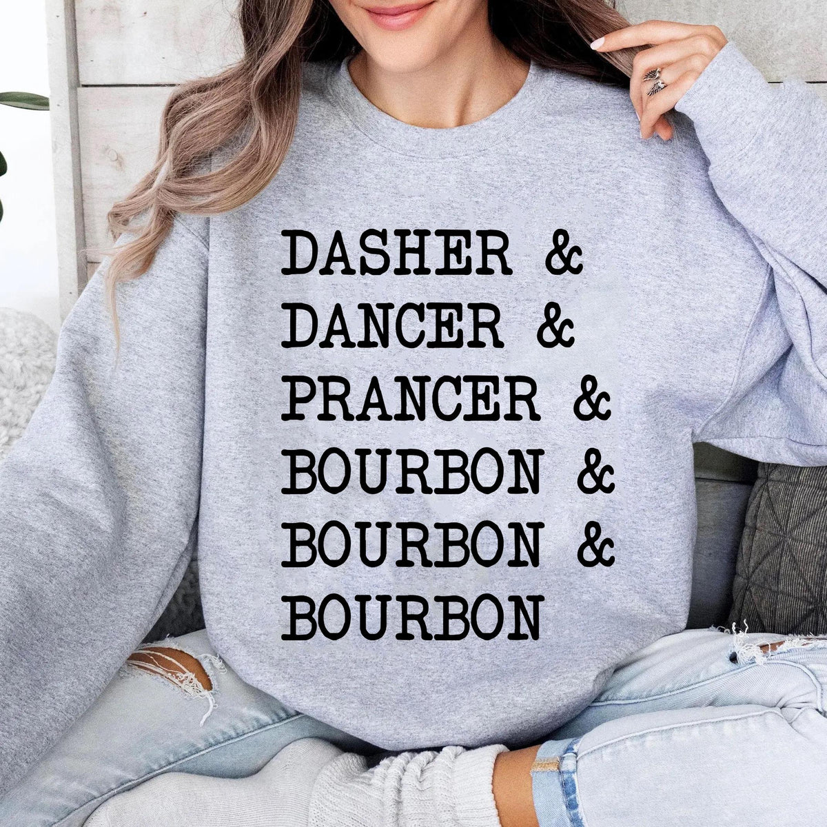 Dasher Dancer Prancer & Bourbon Shirt – Funny Drinking product image 1