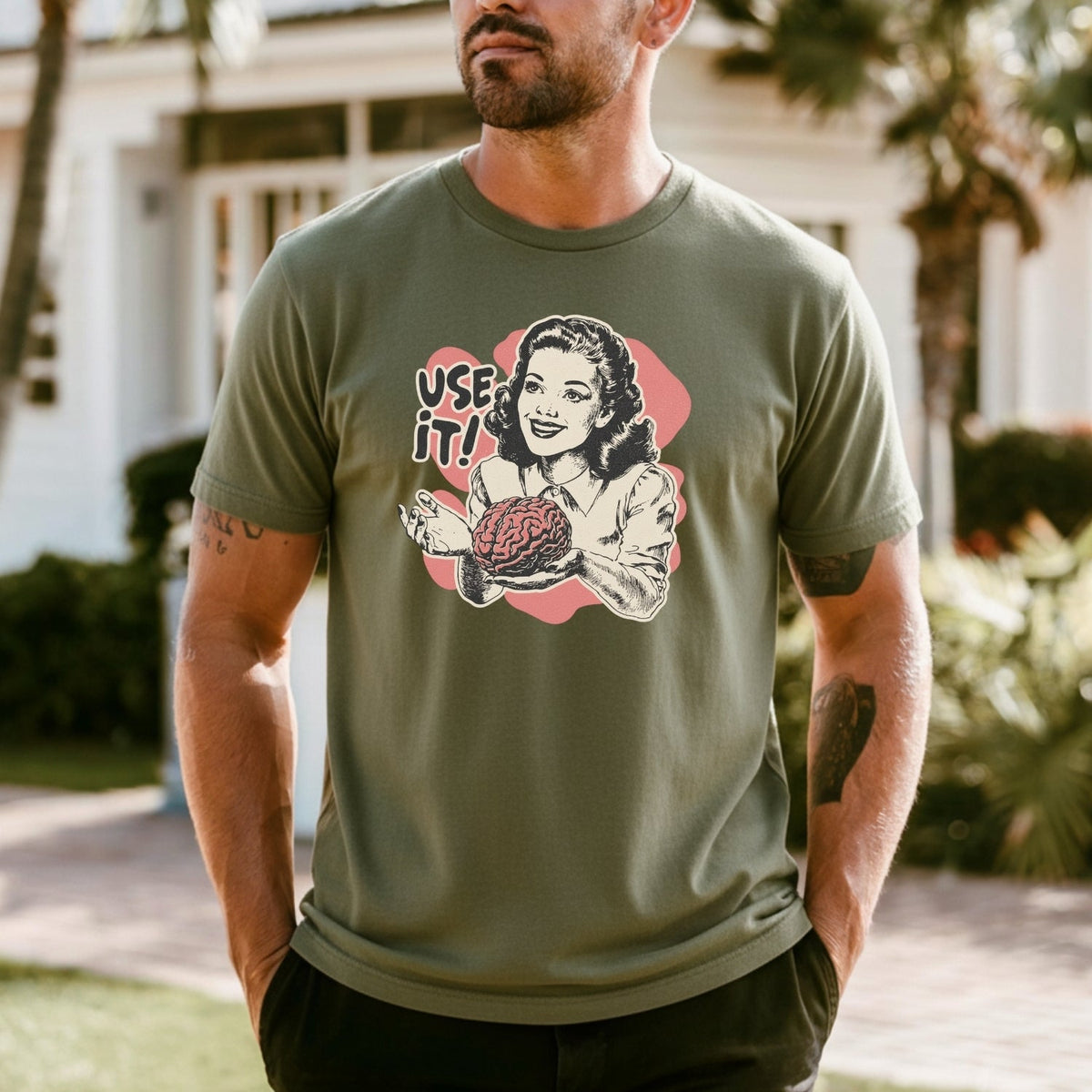 Use Your Brain Graphic T-Shirt – Sarcastic Vintage Tee – product image 2