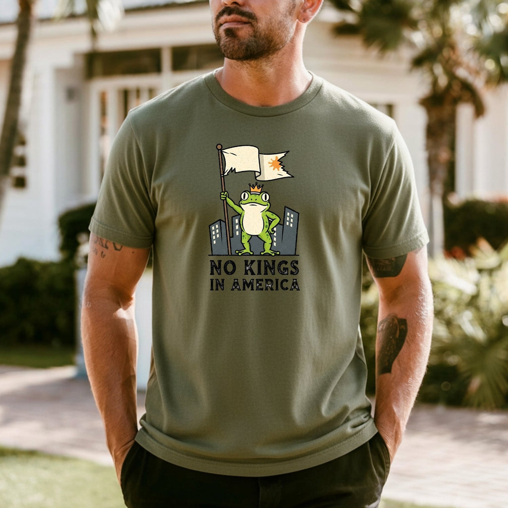 No Kings in America Frog T-Shirt – Rebellious Cartoon product image 2