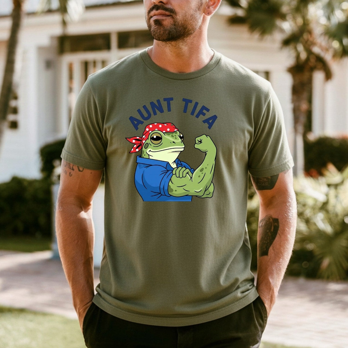 Aunt Tifa Resist Frog T-Shirt – Humorous Graphic Tee for product image 2