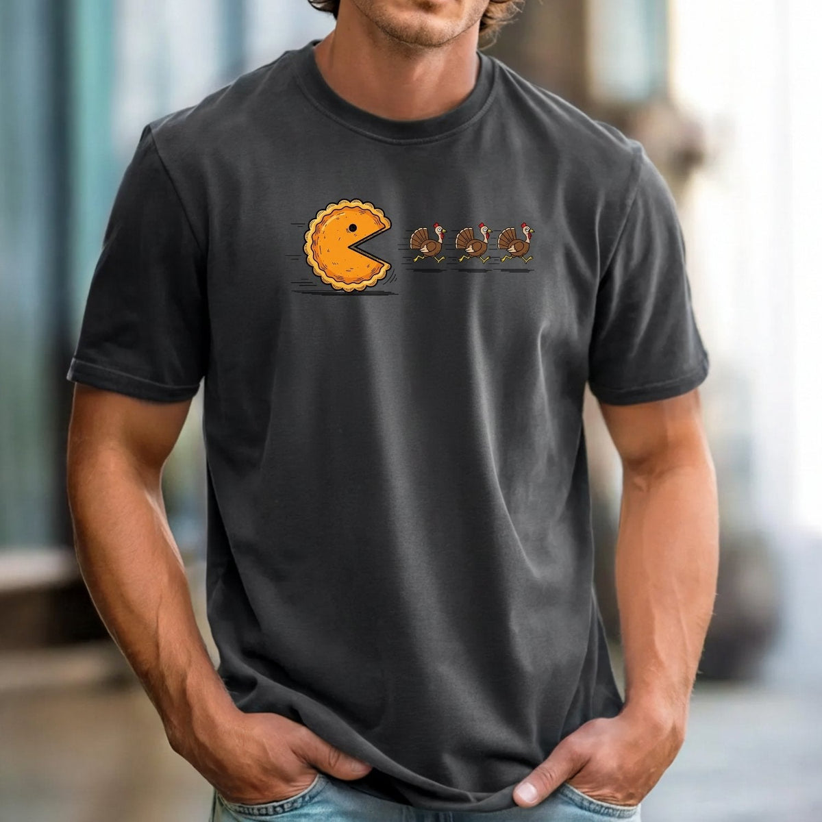 Retro Turkey Chase Shirt – Funny Thanksgiving Pumpkin Pie product image 3