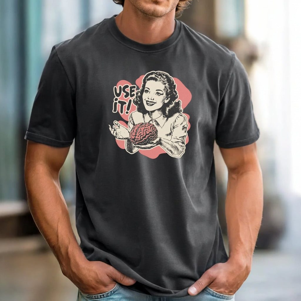 Use Your Brain Graphic T-Shirt – Sarcastic Vintage Tee – product image 3