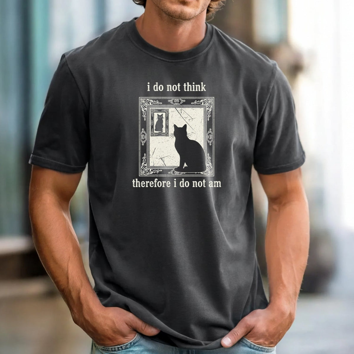 I Do Not Think Therefore I Do Am T-Shirt – Funny Cat Tee – product image 3