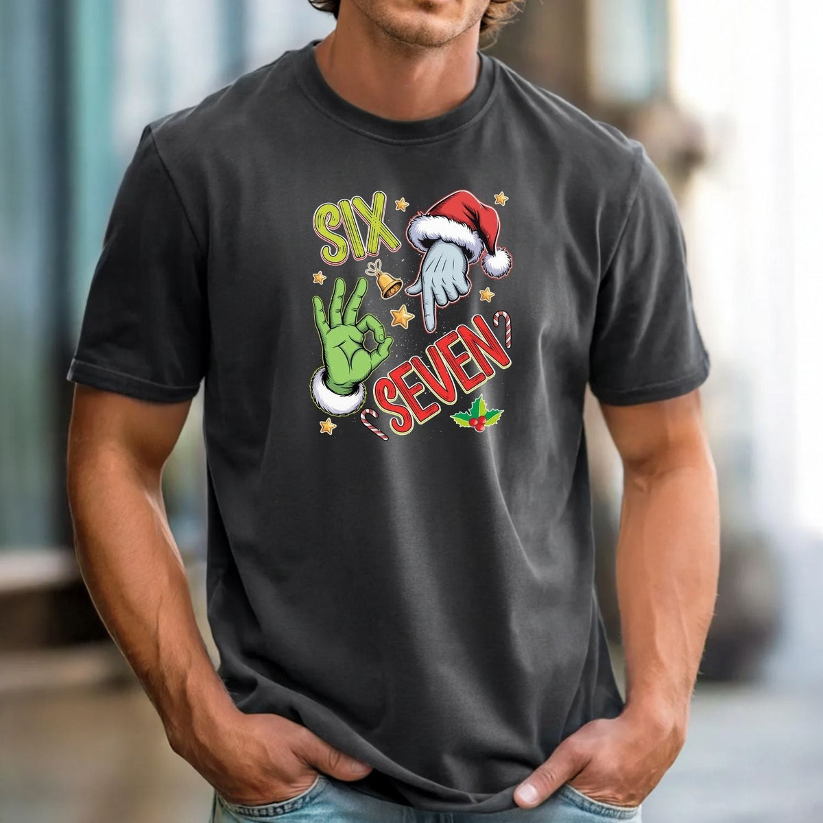 6 7 Christmas T-Shirt – Funny Santa Meme Holiday Tee product image 3