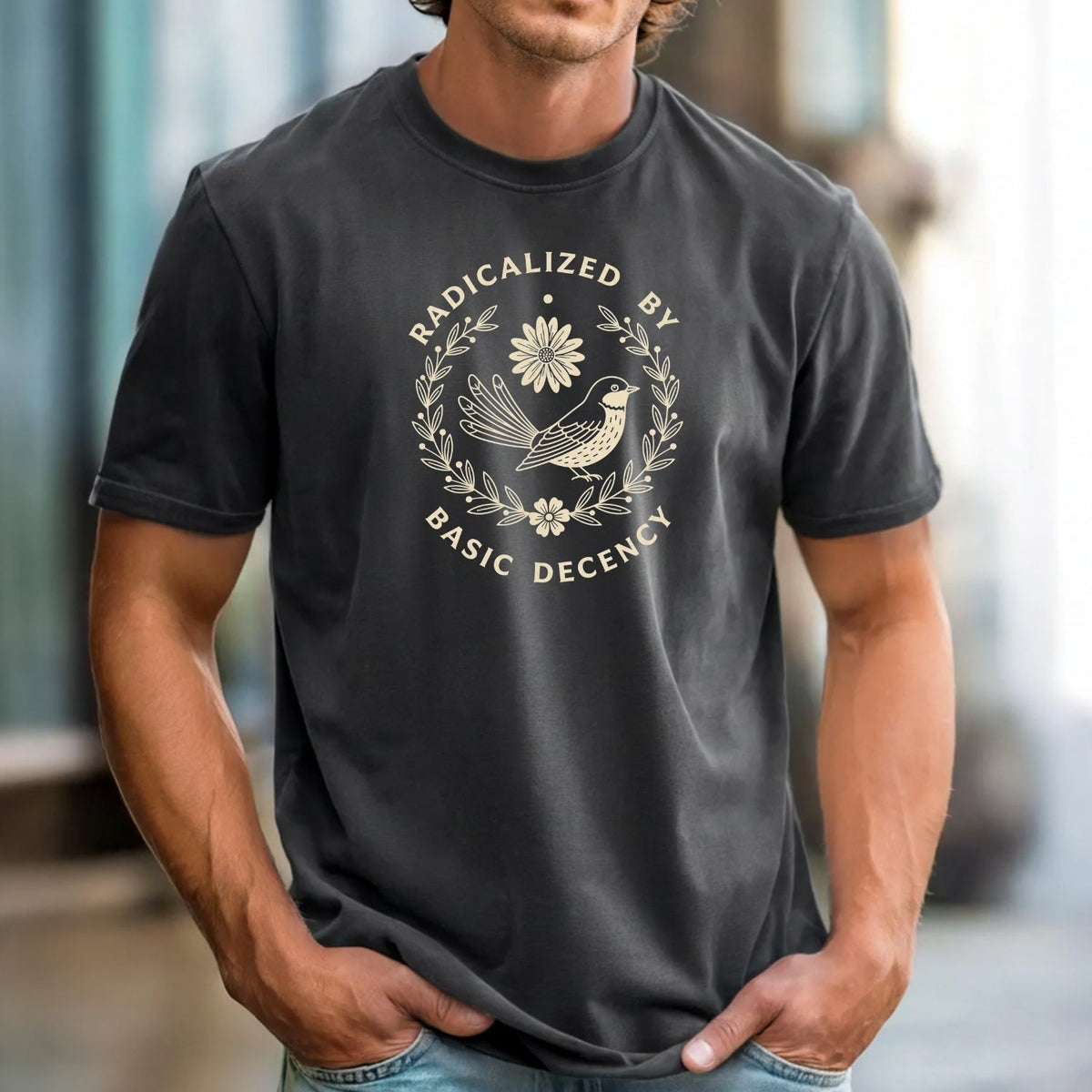 Radicalized by Basic Decency Shirt – Unisex Comfort Tee – product image 3