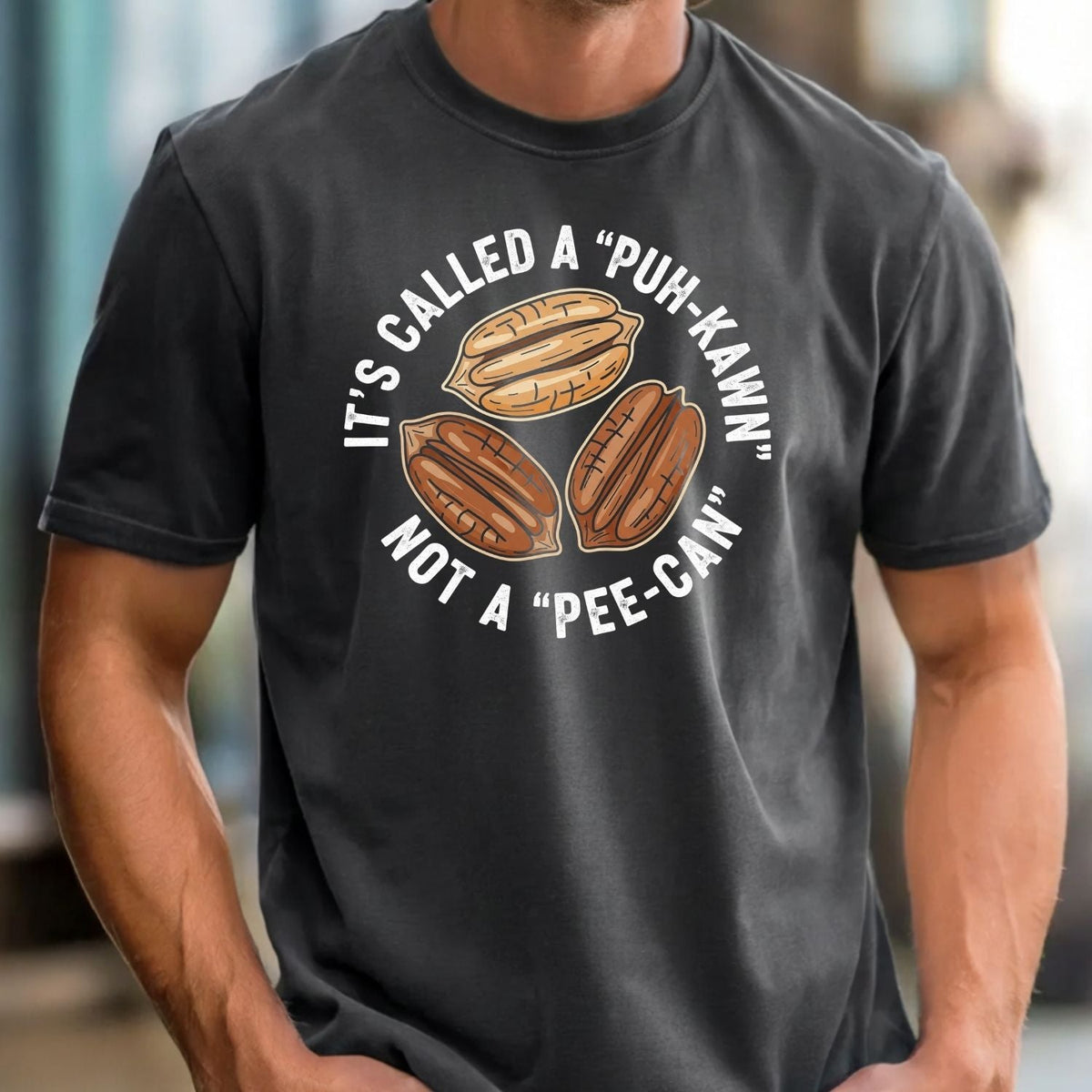 Sarcastic Pecan Pun T-Shirt - Puh-Kawn Not Pee-Can Funny product image 3