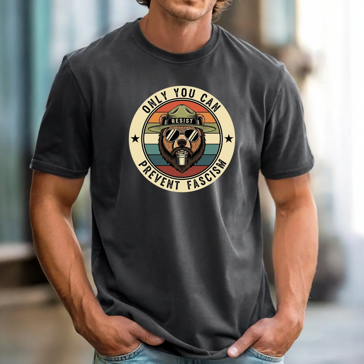 Retro Forest Ranger Bear T-Shirt – Funny Environmental product image 2