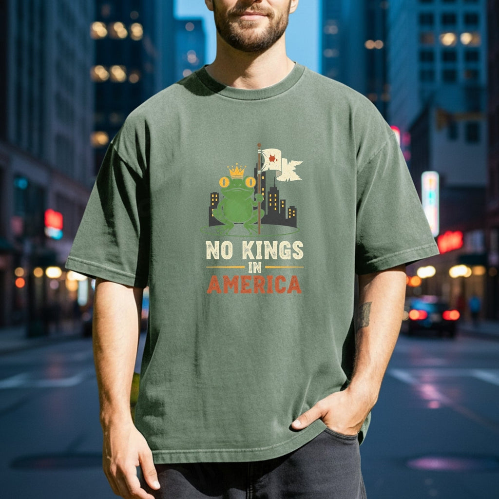 No Kings In American Frog Tee – Funny Cartoon Graphic product image 4