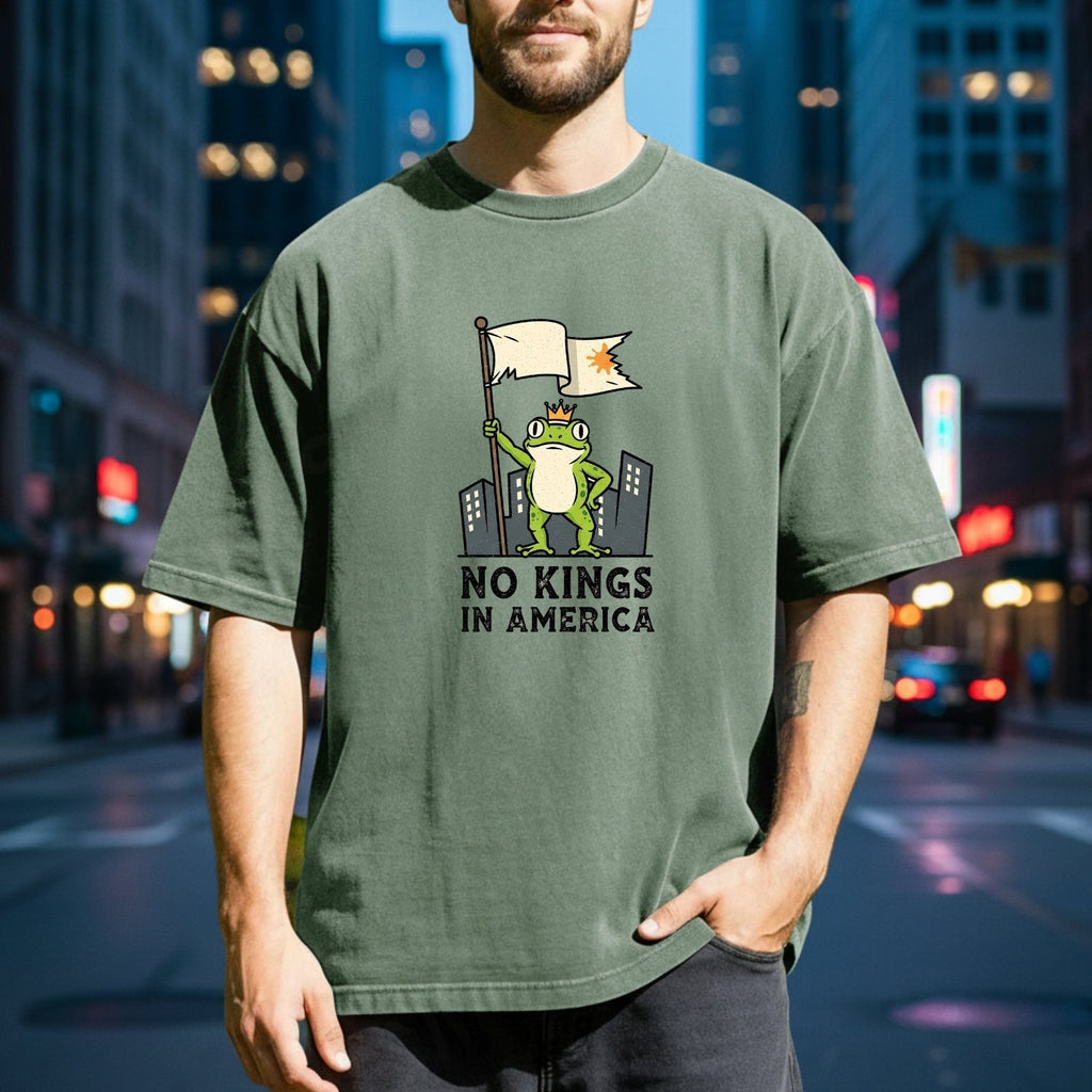 No Kings in America Frog T-Shirt – Rebellious Cartoon product image 4