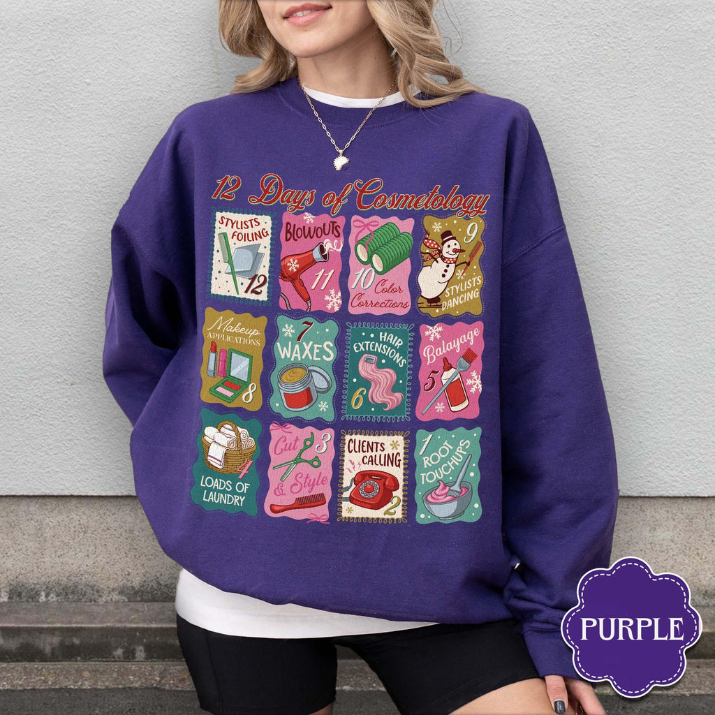 12 Days of Cosmetology Sweatshirt – Hairstylist Christmas product image 4