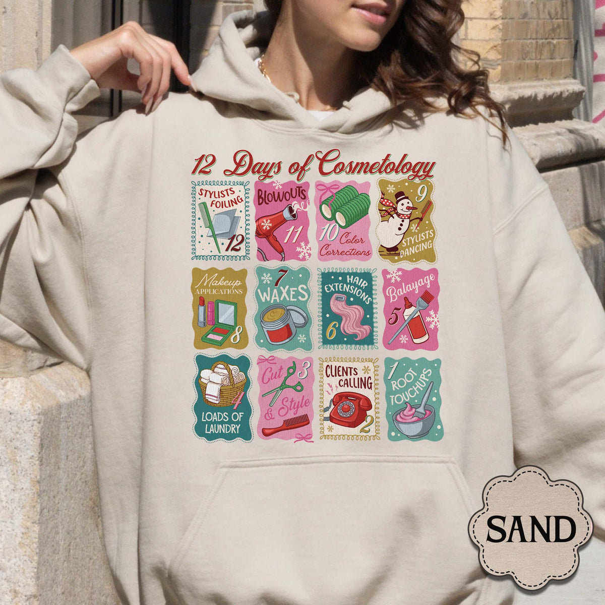 12 Days of Cosmetology Sweatshirt – Hairstylist Christmas product image 7