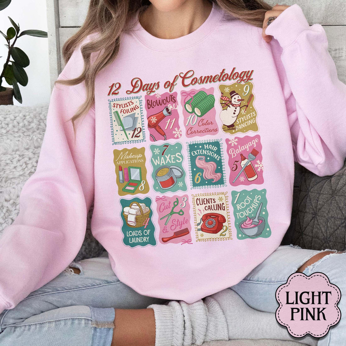 12 Days of Cosmetology Sweatshirt – Hairstylist Christmas product image 10