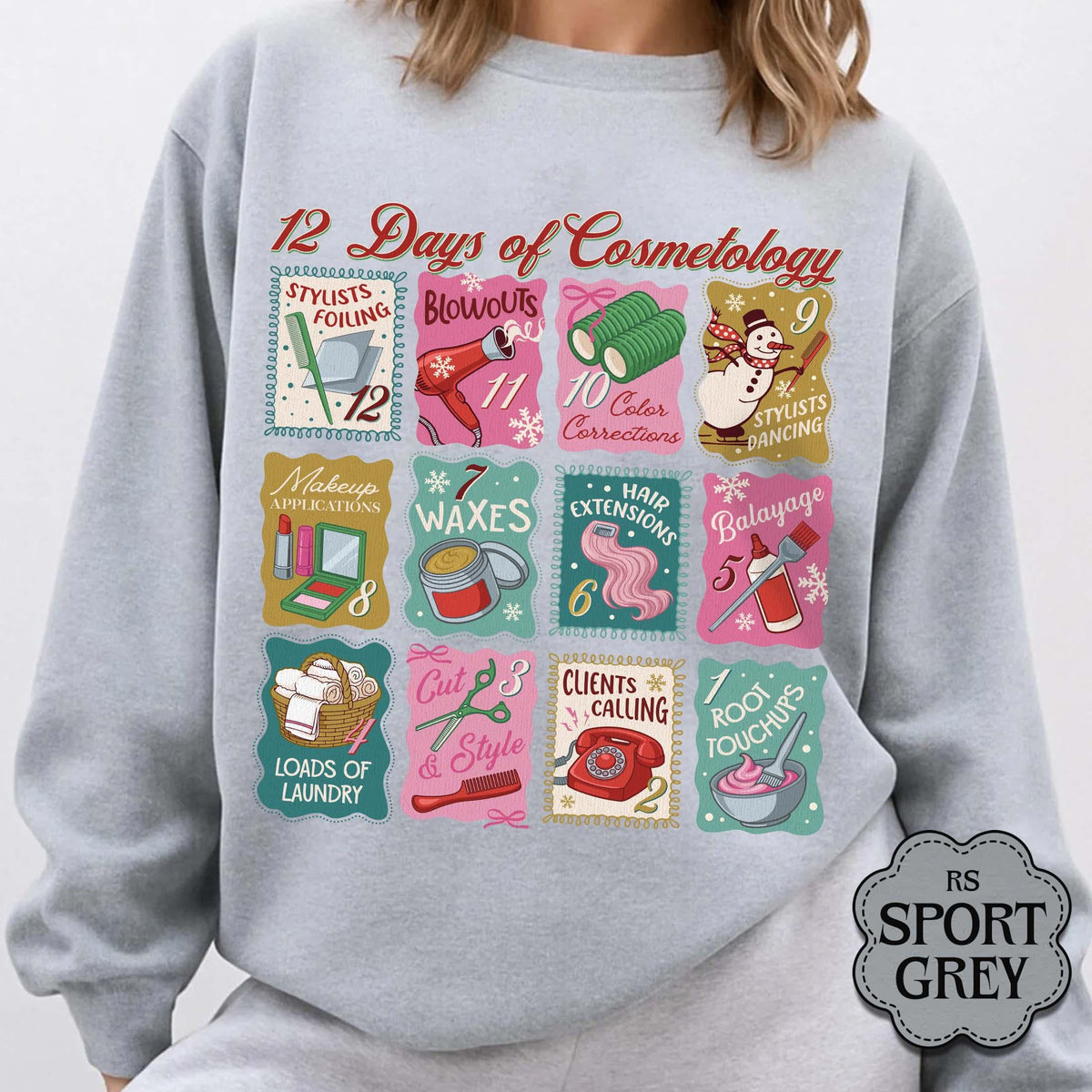 12 Days of Cosmetology Sweatshirt – Hairstylist Christmas product image 11