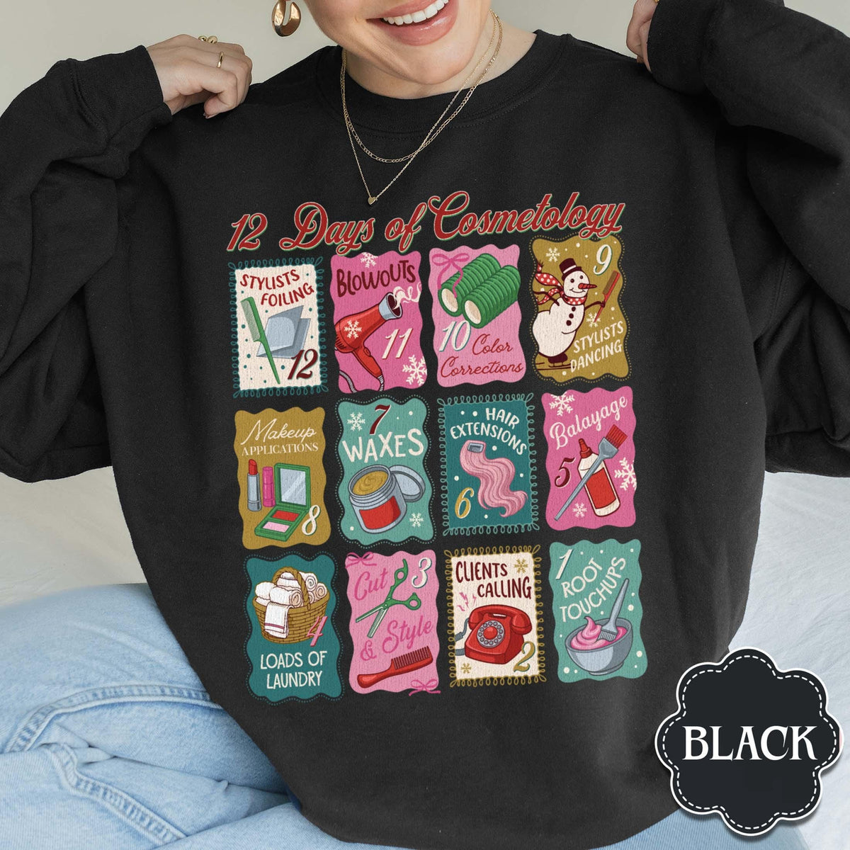 12 Days of Cosmetology Sweatshirt – Hairstylist Christmas product image 12