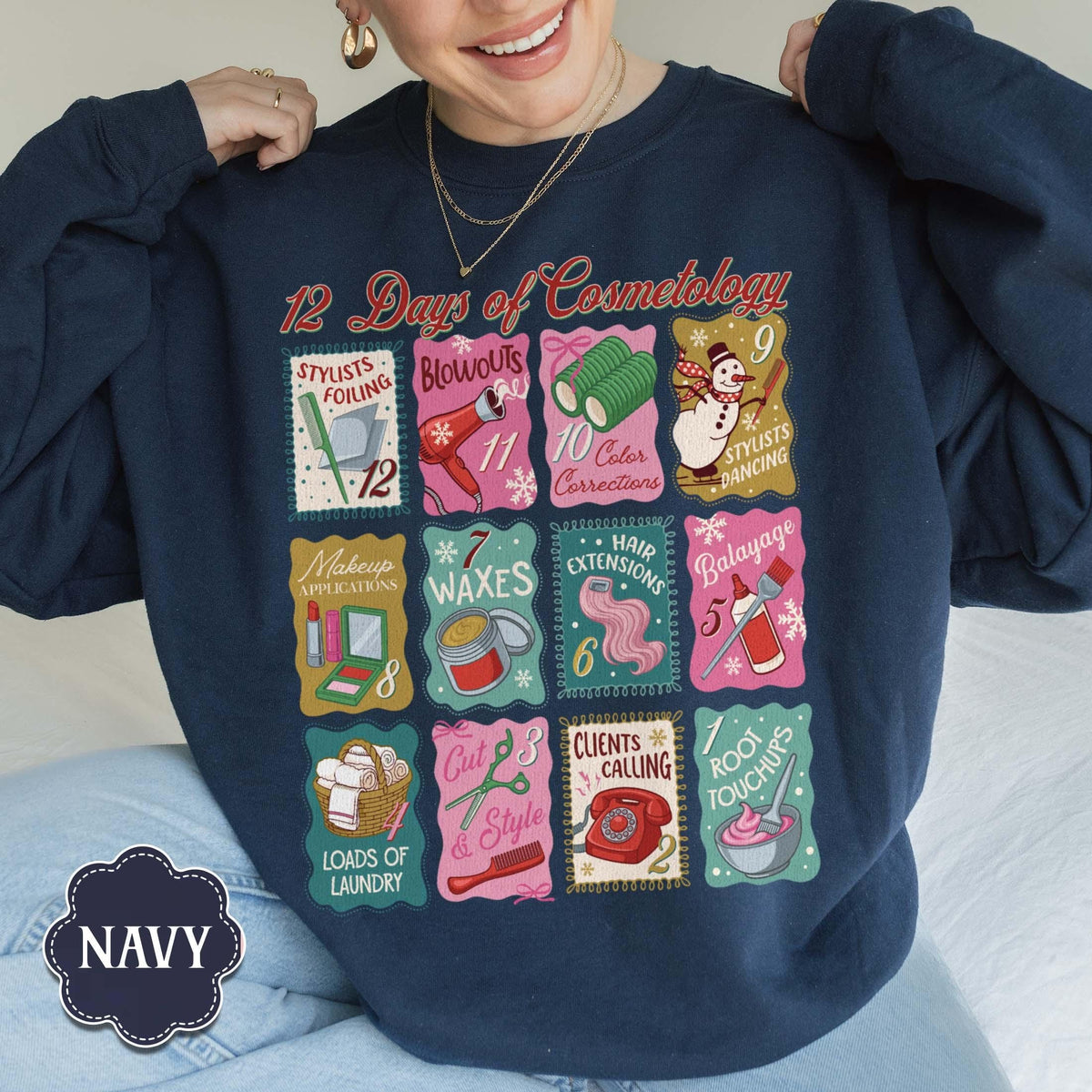 12 Days of Cosmetology Sweatshirt – Hairstylist Christmas product image 15