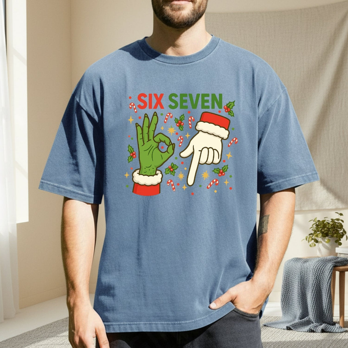 6 7 Meme Christmas Tee – Funny Santa Holiday Graphic Shirt product image 4