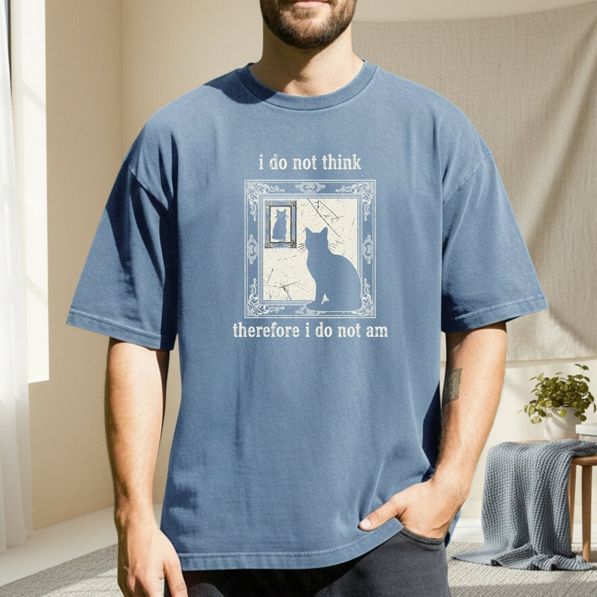 I Do Not Think Therefore I Do Am T-Shirt – Funny Cat Tee – product image 5