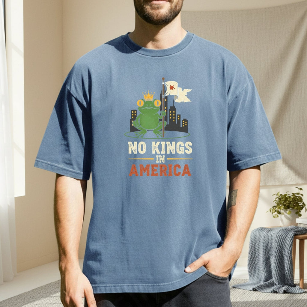No Kings In American Frog Tee – Funny Cartoon Graphic product image 5