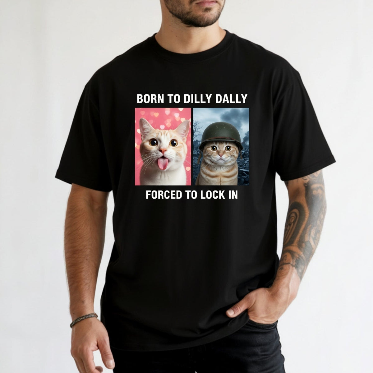 Born to Dilly Dally Forced to Lock In T-Shirt – Funny Viral product image 5