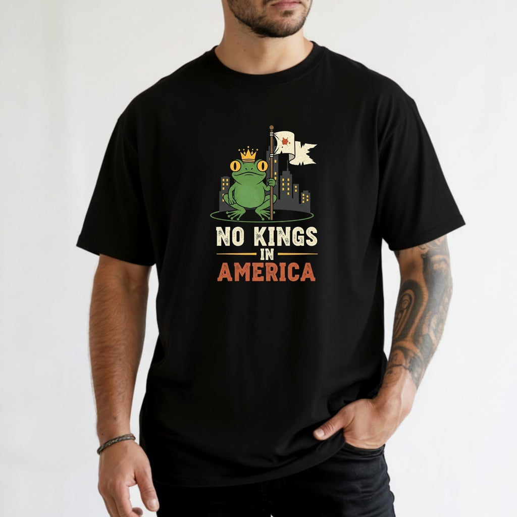 No Kings In American Frog Tee – Funny Cartoon Graphic product image 6