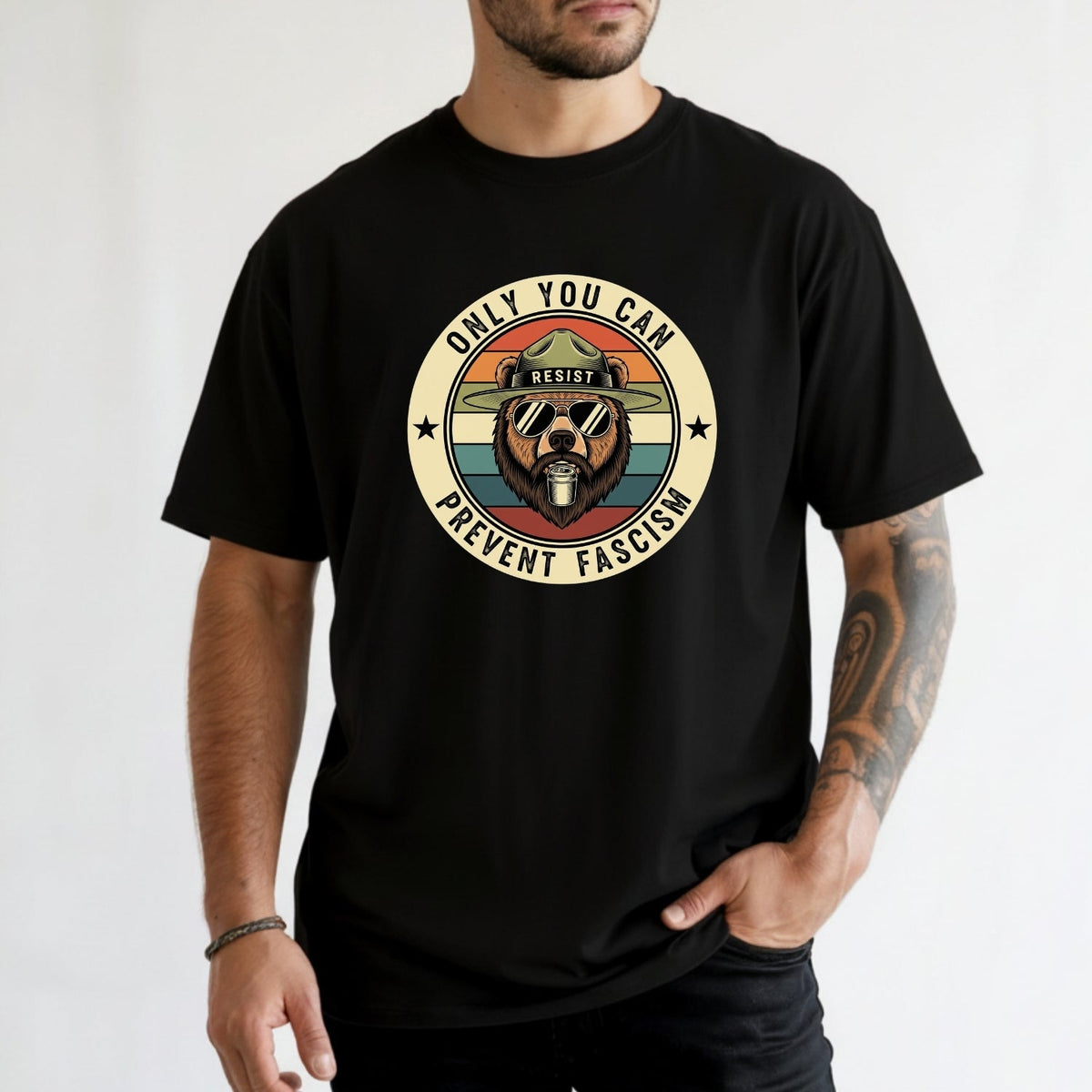 Retro Forest Ranger Bear T-Shirt – Funny Environmental product image 5