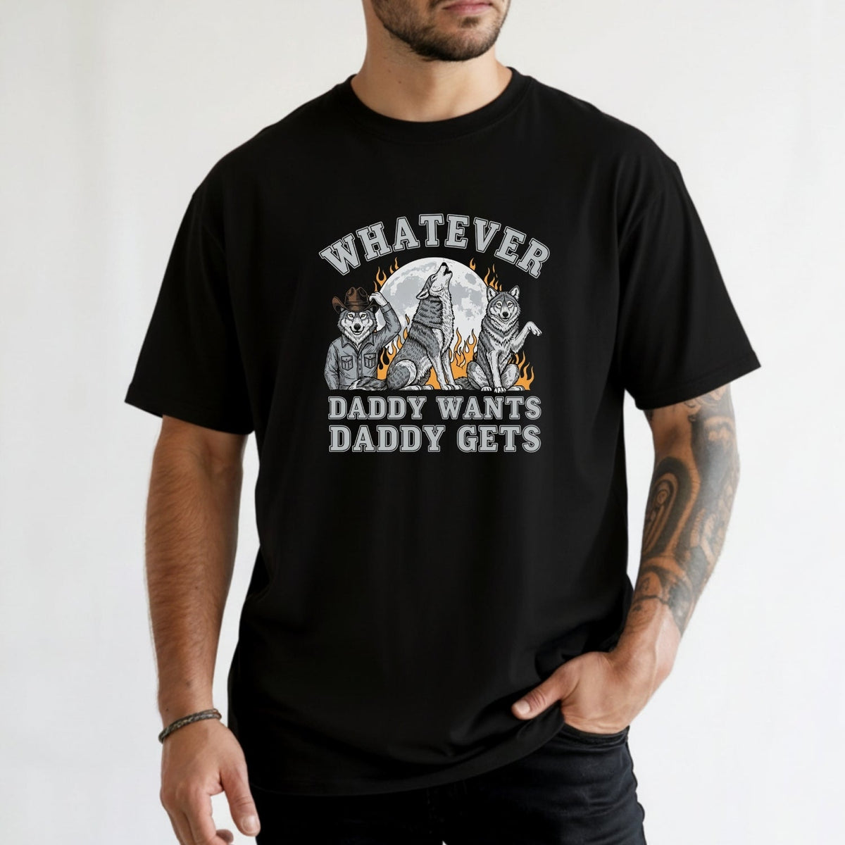 Whatever Dad Wants Gets T-Shirt – Funny Werewolf Meme Tee – product image 5