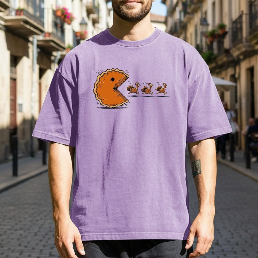 Retro Thanksgiving Pumpkin Pie Chasing Turkey Shirt – Funny product image 8