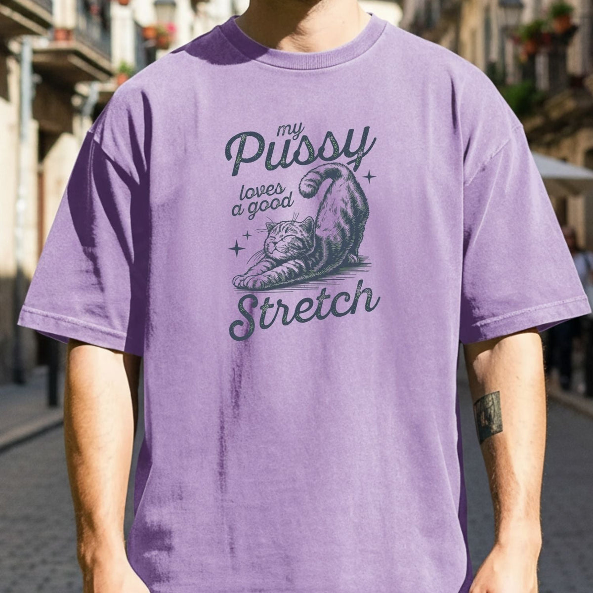 Cheeky Cat Shirt – Funny Stretching Tee, Retro Humor Gift product image 2