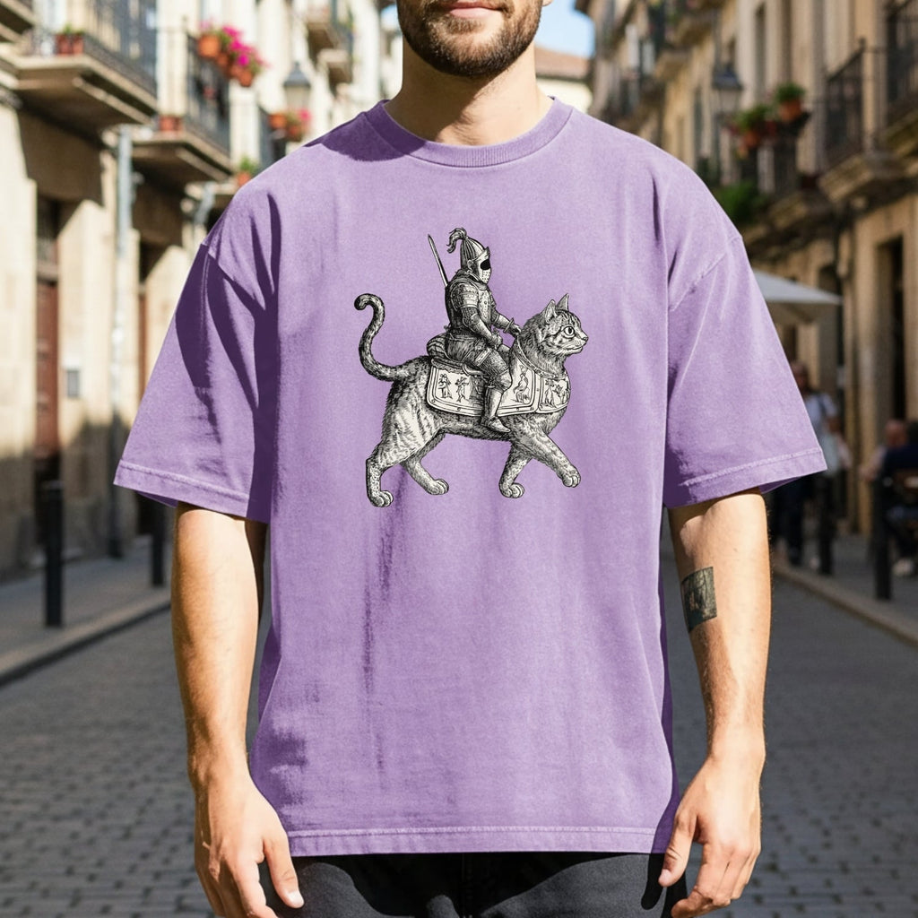 Retro Cat Knight Graphic T-Shirt – Vintage Medieval Tattoo product image 6