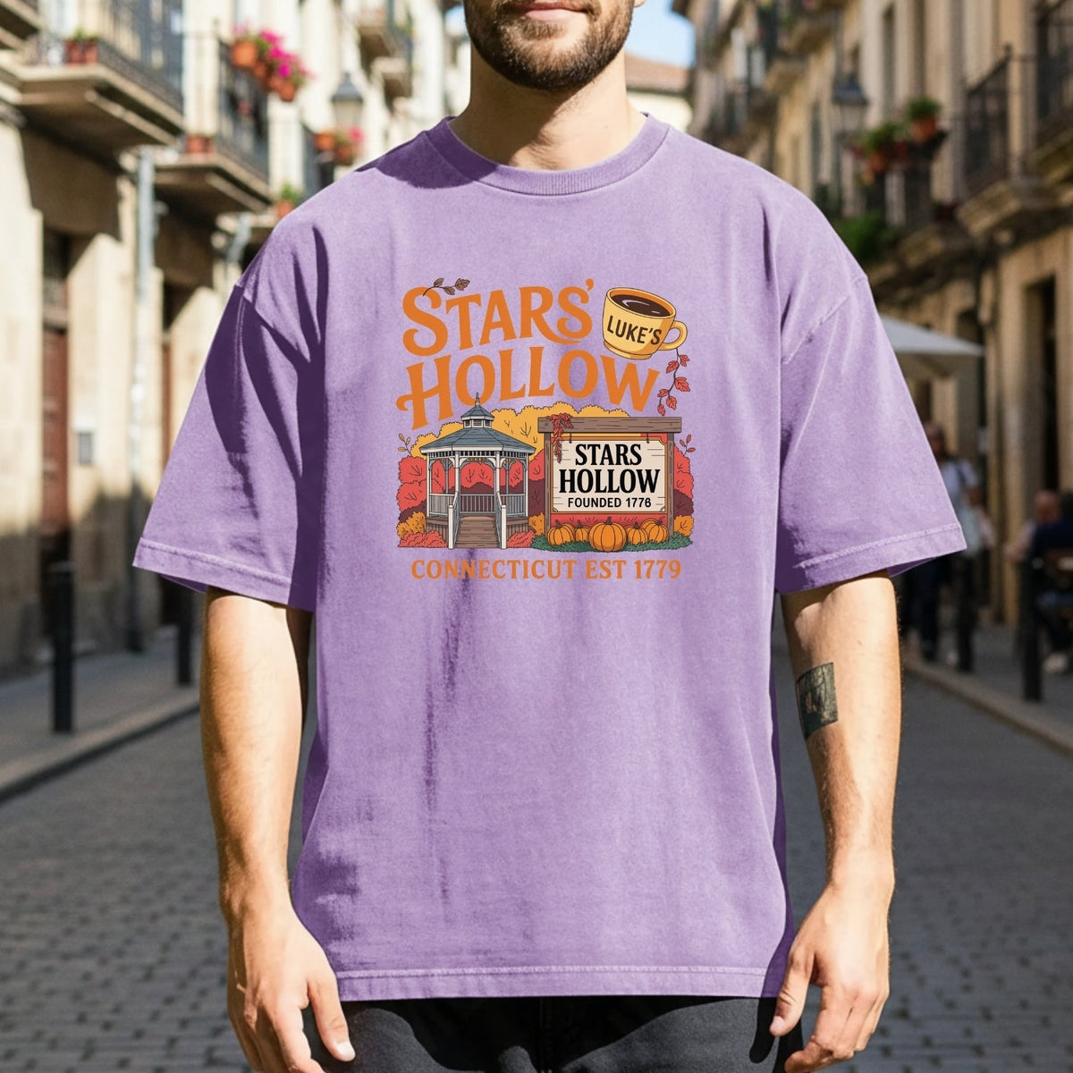 Stars Hollow T-Shirt – Retro Coffee Lover Tee – Vintage product image 7