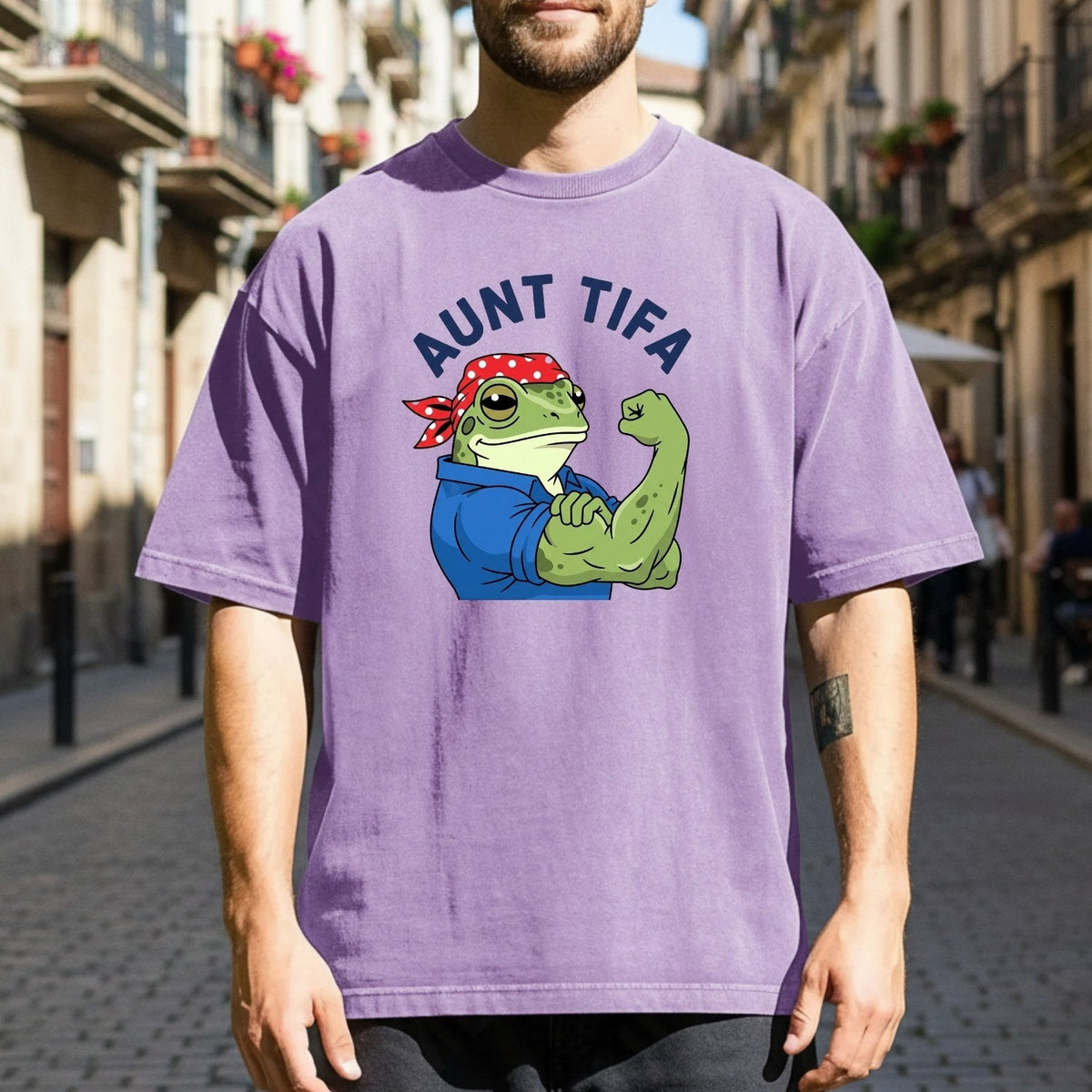 Aunt Tifa Resist Frog T-Shirt – Humorous Graphic Tee for product image 4