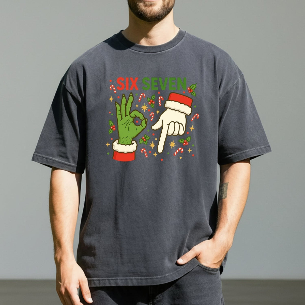 6 7 Meme Christmas Tee – Funny Santa Holiday Graphic Shirt product image 7