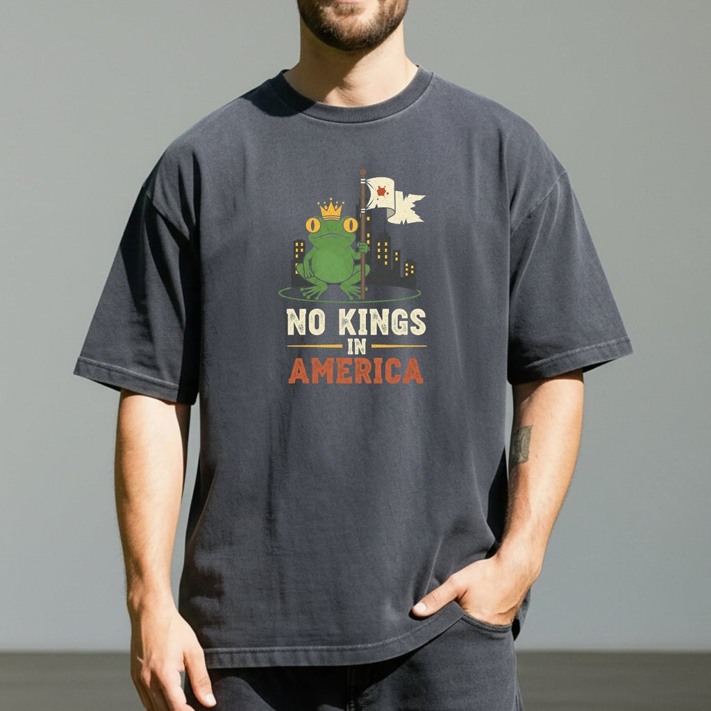 No Kings In American Frog Tee – Funny Cartoon Graphic product image 7