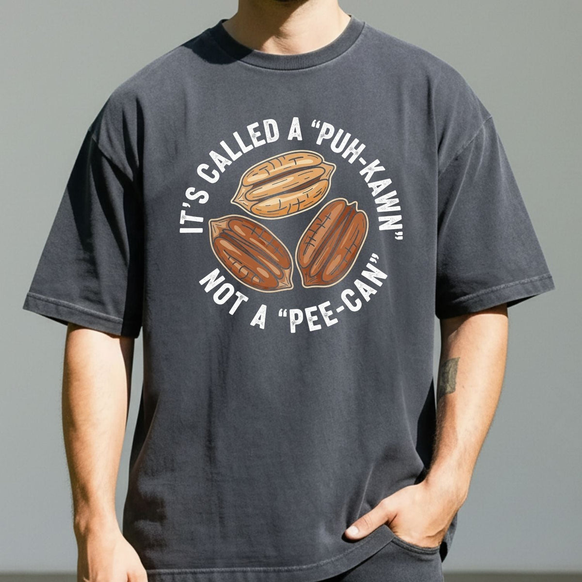 Sarcastic Pecan Pun T-Shirt - Puh-Kawn Not Pee-Can Funny product image 8