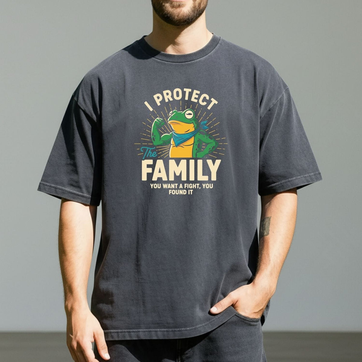 I Protect Family Frog Graphic Tee – No Kings in America product image 6