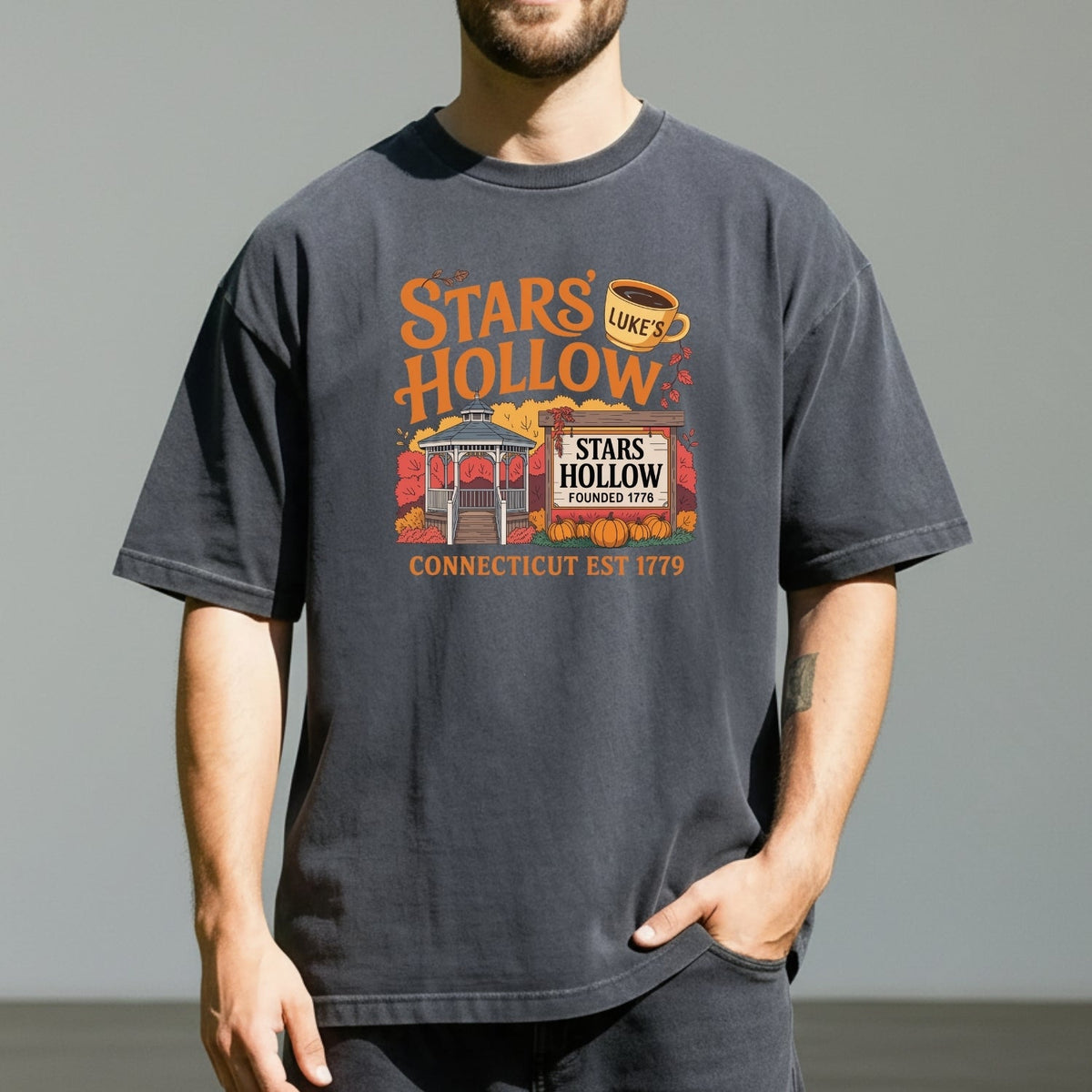 Stars Hollow T-Shirt – Retro Coffee Lover Tee – Vintage product image 8