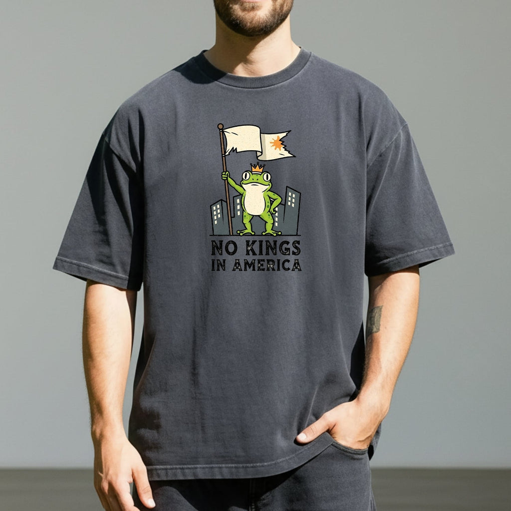 No Kings in America Frog T-Shirt – Rebellious Cartoon product image 8